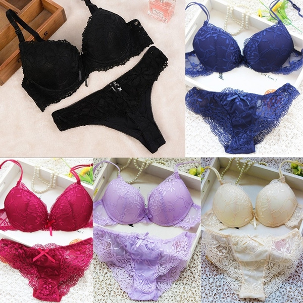 Women Lace Bra Set Underwear Push Up Bra Panties Set