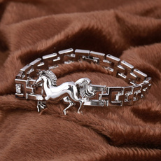 Charm Bracelet, Punk Bracelet, horse, Joyería de pavo reales