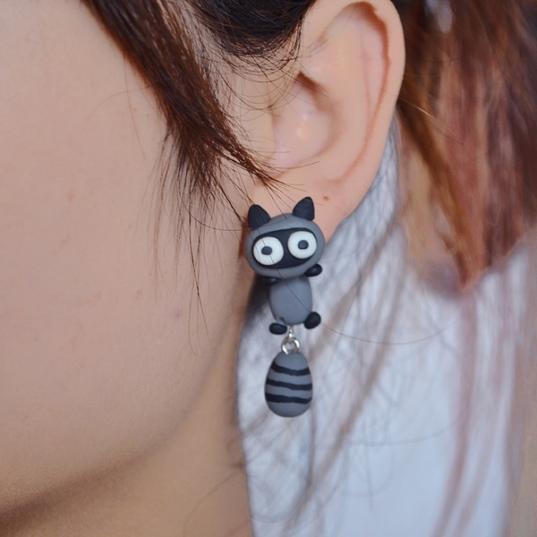 racoon earrings