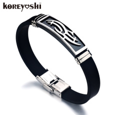 liujun brand New Fashion Trendy Male Men Bracelet Wristband Cuff Bangle Stainless Steel Black Silicone Charm Bracelets  for women