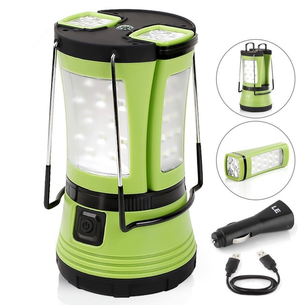 Lampe camping rechargeable avec câble USB, Lanterne LED 600lm avec 2 mini  lampe torche détachable – LE Lighting EVER – Zone Affaire