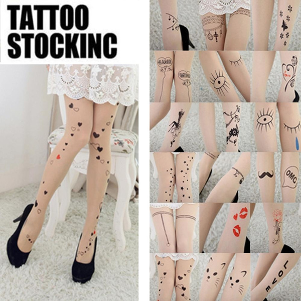 Girls Sheer Transparent Tattoo Pantyhose Hosiery Socks Tights Stockings |  Wish