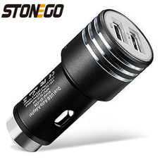 Dual USB Car Charger 2 Ports Adapter with Car Escape Emergency Circular Metal Safety Hammer Function