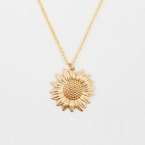 Real Mini Sunflower Necklace, Stainless Steel - FashionJunkie4Life