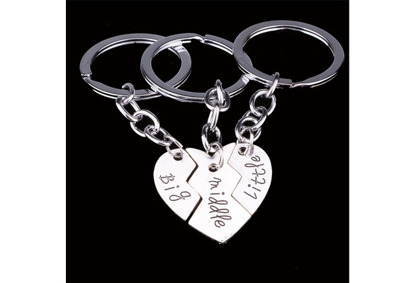 Broken Heart Silver Pendant Keyring Keychain Key Chain Friendship Family.J