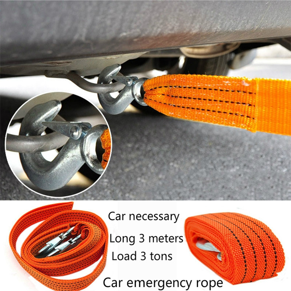 Car Tow Rope Straps with Hooks High Strength Emergency Towing Rope
