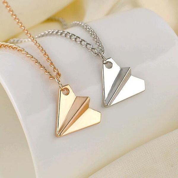 US SELLER One Direction 1D Harry styles GOLD Paper Airplane  pendant Necklace