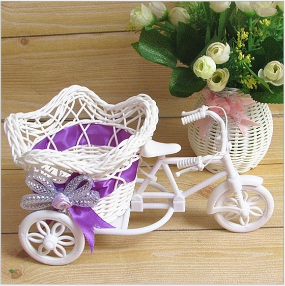 Tricycle Bike Pentagram Design Flower Basket Container Vases Plant Weddding 