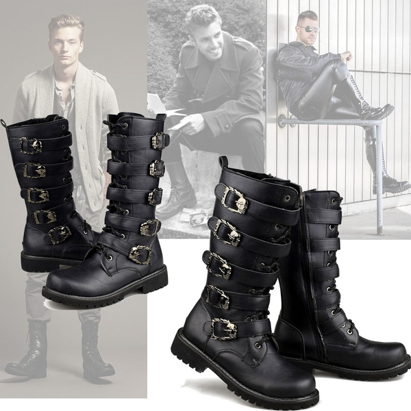 Mens combat hotsell boots with buckles