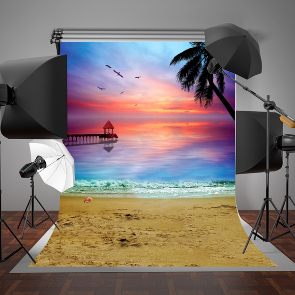 5x7ft(150x220cm) Natural Scenery Photographic Background Beach Beautiful  Sunset Photo Backdrops Summer Landscape Studio | Wish