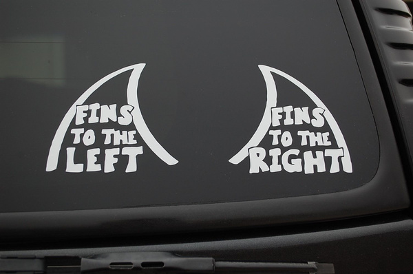 Fins To The Left, Right Stickers (Both) Vinyl Decals Jimmy Buffett V431 ...