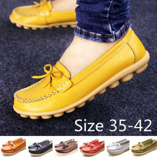 Size 35-42 Women Casual Genuine Leather Flat Shoes Summer Breathable Flats Slip-on Loafers Shoes Flats