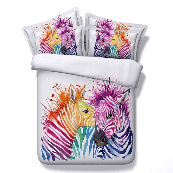 3d Painting Zebra Flower Bedding Set Super King Queen Twin Size 4 Pieces 100 Modal Duvet Cover Flat Sheet Seven Beautiful Parterns For Your Choose Wish 3d Painting Zebra Flower Bedding Set, Zebra King Size Bedding