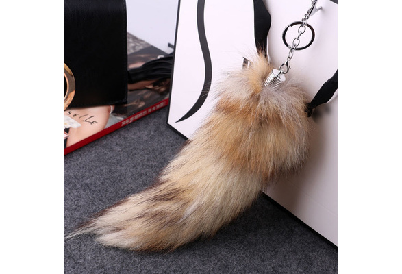 Large Prairie Fox Fur Tail Key Chain