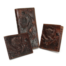 New Luxury  Men Brown Dragon Long Short Vertical Wallet Coin Money Card Holder Clutch