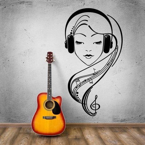 Music Wall Decal - Music Decal - Headset Wall Decal - Headphone Stickers -  Music Note Decal - Musical Note Wall Art Headphone Decal