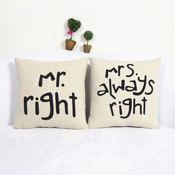 Mr right and outlet mrs always right pillows