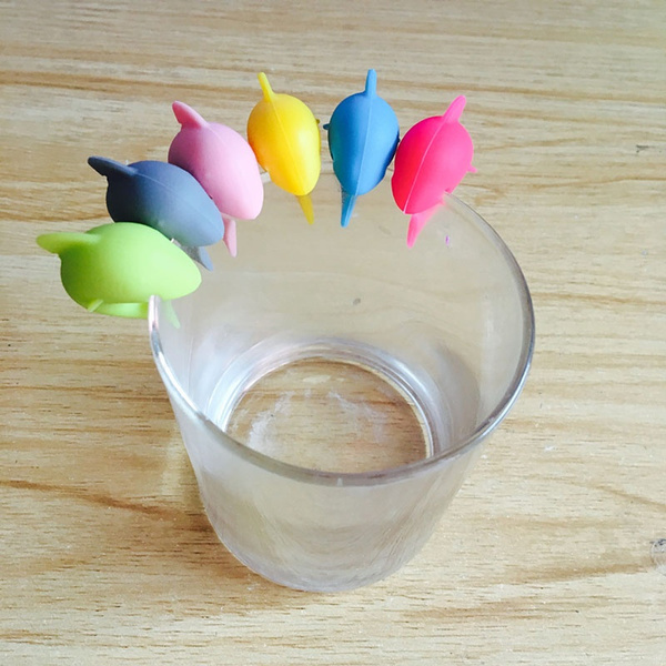 Rubber Marker Party Dedicated Tag Silicone Wine Glasses Recognizer Shark 