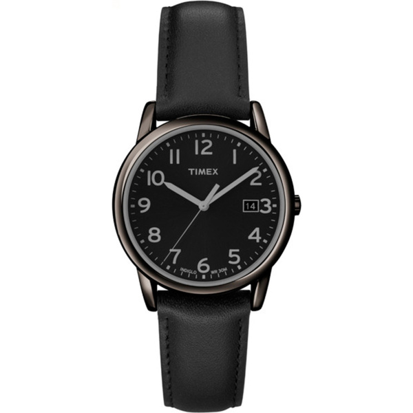 Timex Men's T2N947 Elevated Classics Dress All Black Leather Strap