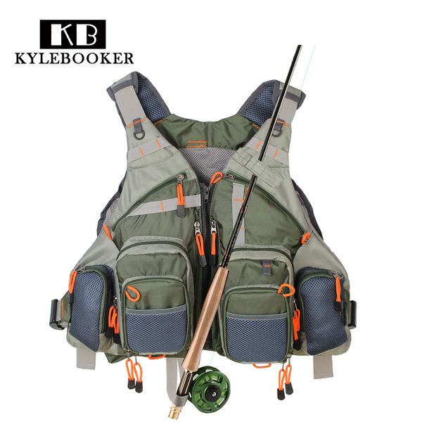 Kylebooker Fly Fishing Mesh Vest General Size Adjustable Mutil-Pocket Outdoor 