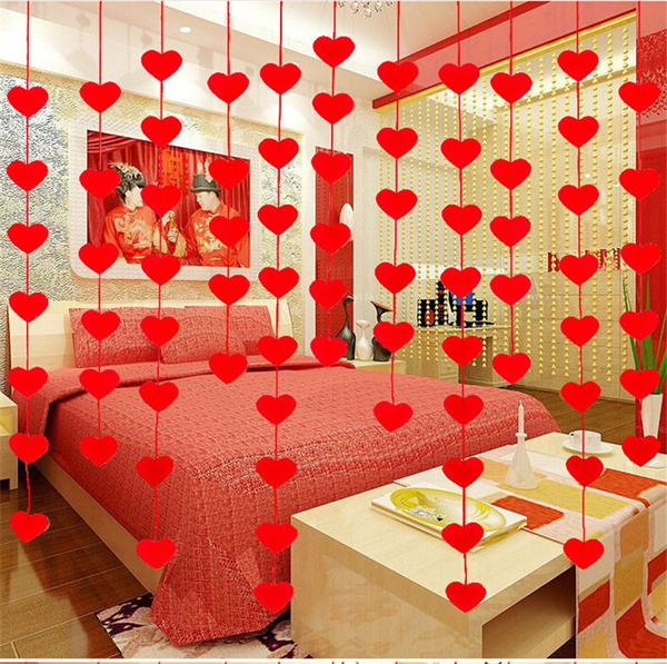 Non-woven Garland Love Heart Curtain Wedding Supplies Wedding Decoration Room XS 