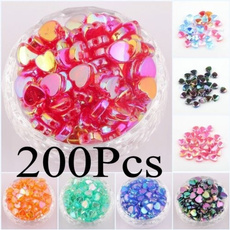200pcs 4*8mm AB Color Heart Shaped Acrylic Spacer Beads Charms Making Jewelry