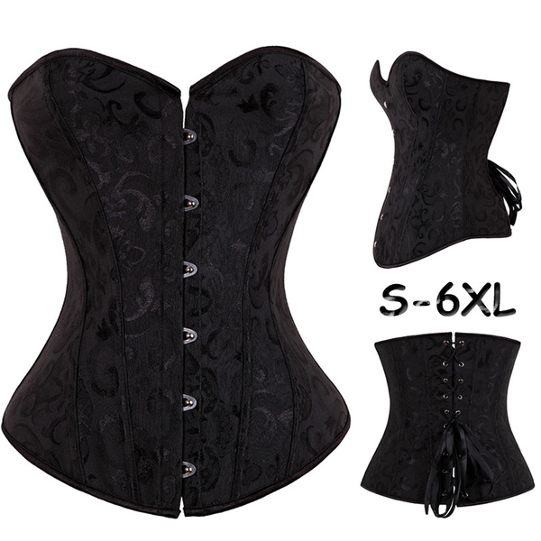 Slim_Dream Sexy Corselet Women Plus Size Satin Overbust Embroidered ...