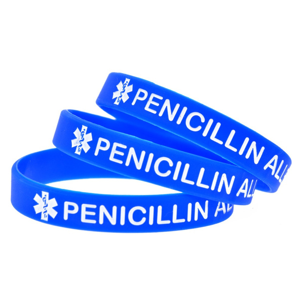 Penicillin Allergy Medical Alert Wristband ID Band Allergic Silicone Men  Women's | eBay
