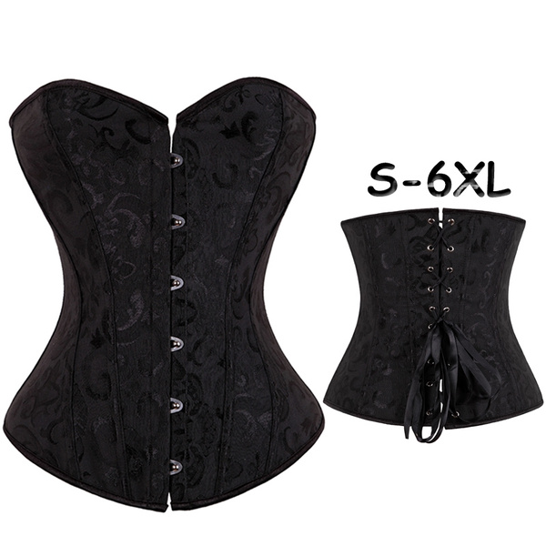 Sexy Women's Satin Lace up Overbust Corset Plus Size Waist Training