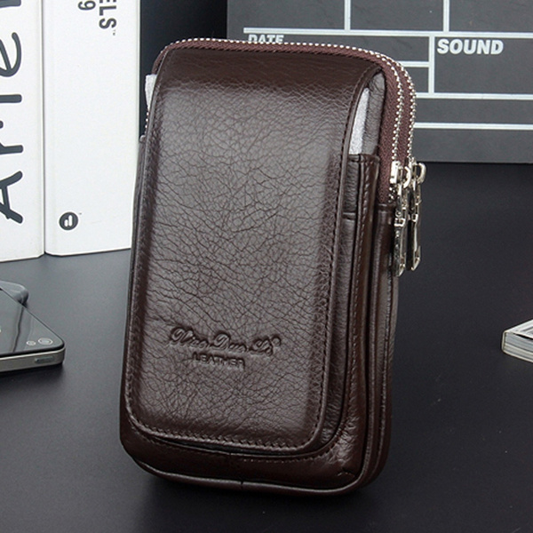 Men Leather Waist Bag Phone Coin Purse Pocket Belt Bum Bag Fanny Pack 