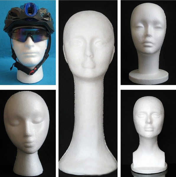 Head Mannequin Female Foam Long Neck Head Model Hair Hat Wig Glasses Display 