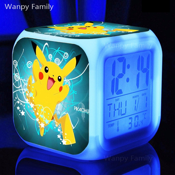 Very lovely Pokemon Alarm Clocks,Color changing Cartoon Pokemon Pikachu Alarm Clock For kids