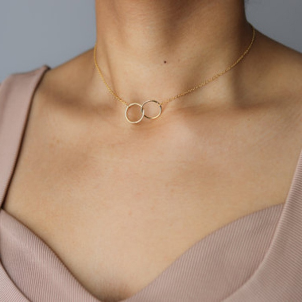 Interlocking circle necklace hot sale gold and silver