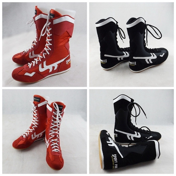 Men Faux Leather Breathable High Top Boxing shoes wrestling training Boots 