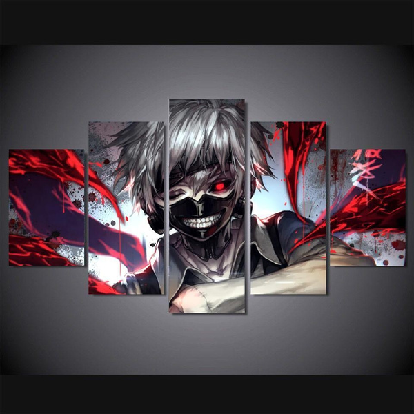 5 Panel Anime Tokyo Ghoul Kaneki Ken Wall Art Picture Home Decoration Living Room Canvas Print Wall Picture Printing On Canvas Wish