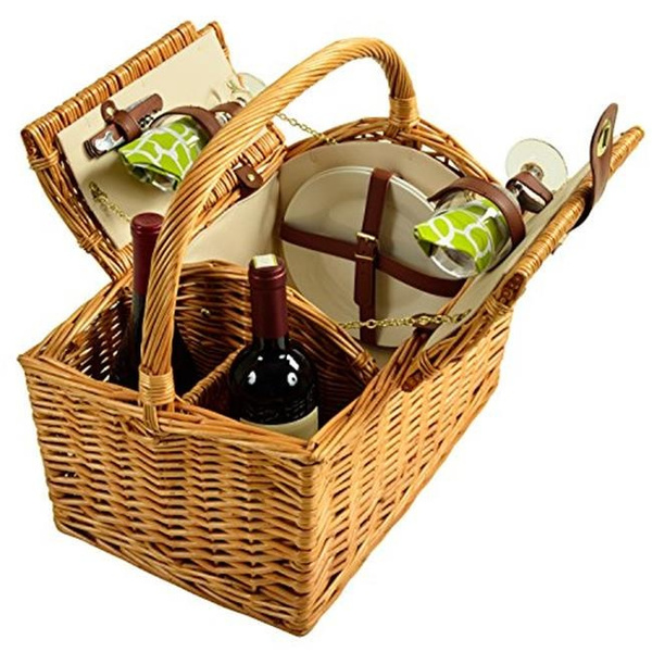 Picnic at Ascot 707-TG Vineyard Willow Picnic Basket Equipped for