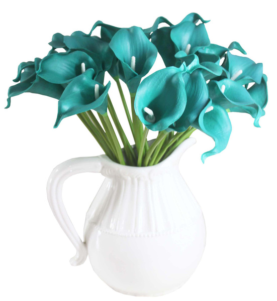 10pcs Artificial Flowers Dark Teal Calla Lilies Real Touch Callas Bouquet For Wedding Bridal Home Decoation Wish