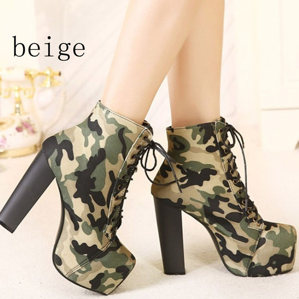 women's camouflage ankle boots