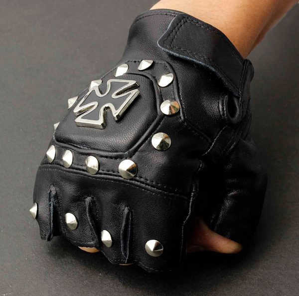 Studded fingerless clearance gloves