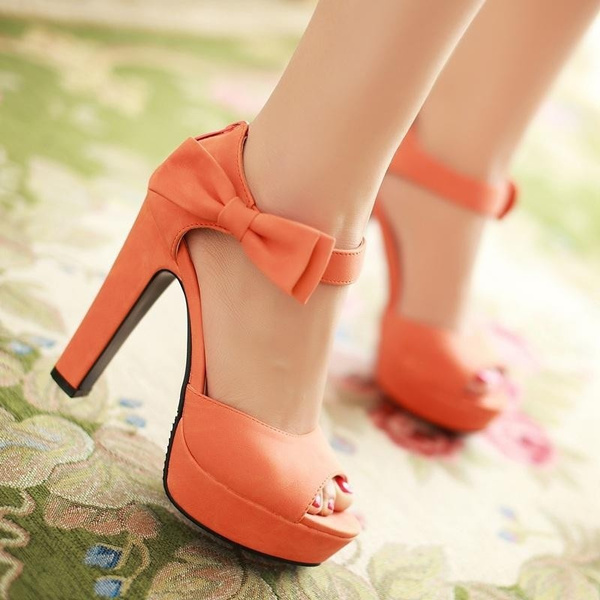 Orange Heels | Orange Strappy Heels | XY London