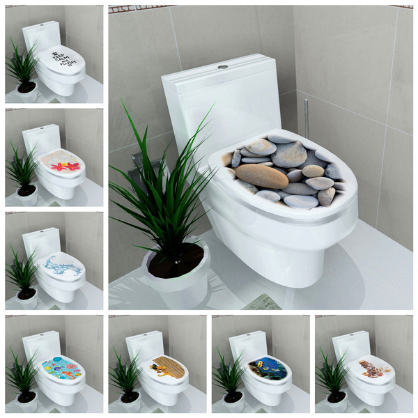Seats Cover Home Decoration Bathroom Decal Mural DIY 3D Toilet Lid Wall Stickers 