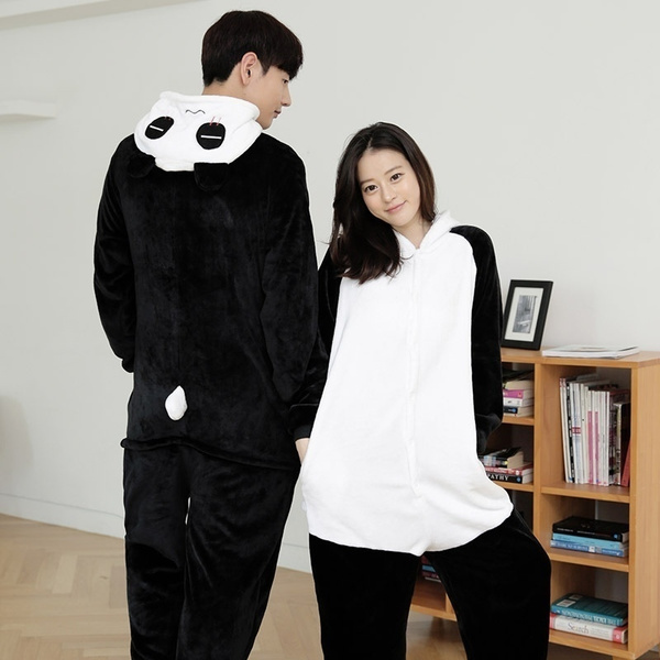 Women Men's Panda Onesies Pyjamas for Adults Sleep Lounge Pajamas Panda  Sleepwear Flannel Animal Pajamas One Piece | Wish