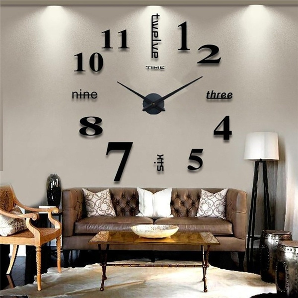 Design Wand Uhr Wohnzimmer Wanduhr Spiegel Römischen Ziffern Wandtattoo Deko XXL 