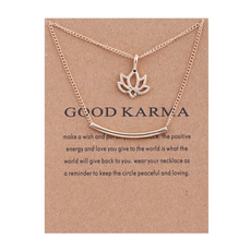 Good Karma Happy Lotus Double Layer Necklace New Arrive Gift for Women Girls(With Card)