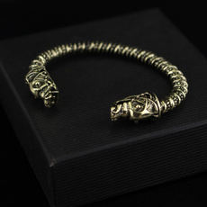 vikingfan, Jewelry, twoheadedwolfbangle, Men's Jewelry