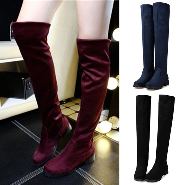 Thigh high red velvet on sale boots