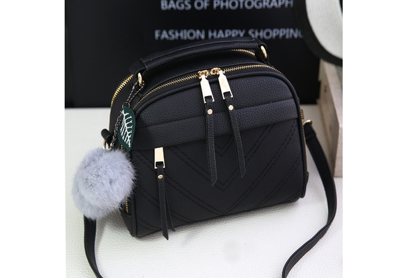 635 PU SLING BAG KULIT leather Casual Beg Tangan Wanita women Shoulder  Wallet Purse Travel READY STOCK QQF WHOLESALE BLACK