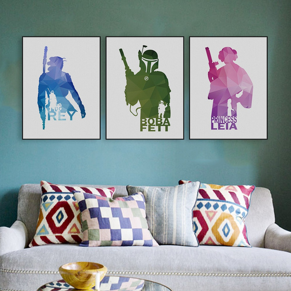 Modern Abstract 3d Geometric Anime Cartoon Movie Star Wars Canvas Poster Prints Boba Fett Wall Art Boys Room Decor Painting Wish