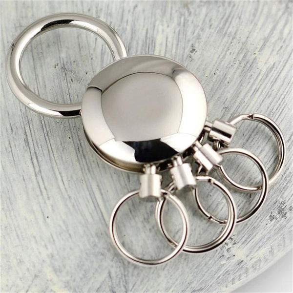 Exquisite creativity Men & Women Style Metal Inlay Handmade DIY Keychain  Clip On Waist Bag Double Ring Key Holder - AliExpress