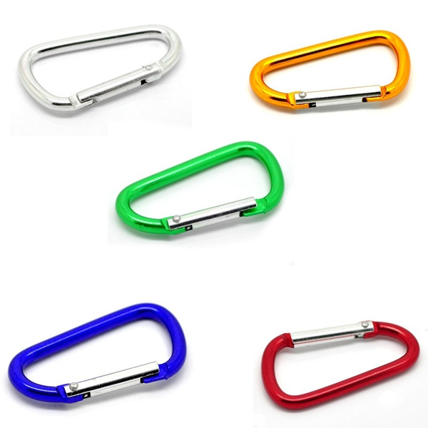 5PCs Red Carabiners Climbing Camp D-Ring Keychains Clips Hooks 6.6x3.7cm 